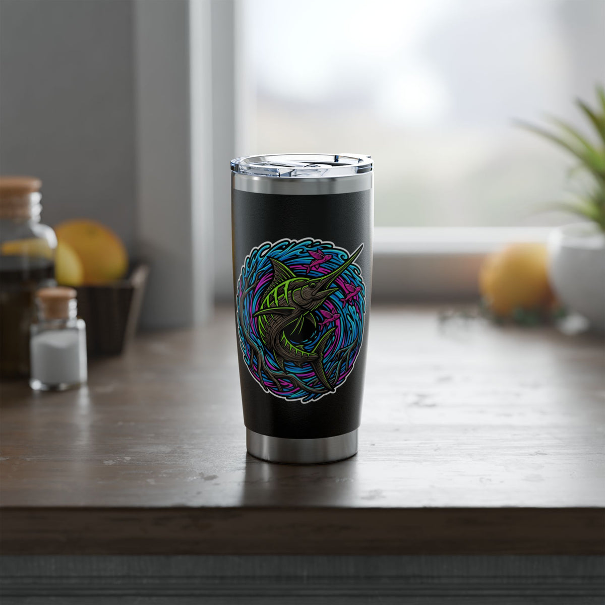 Vagabond 20oz Tumbler — Colorful Nomad Travel Mug with 'Savage Spirit' Graphic