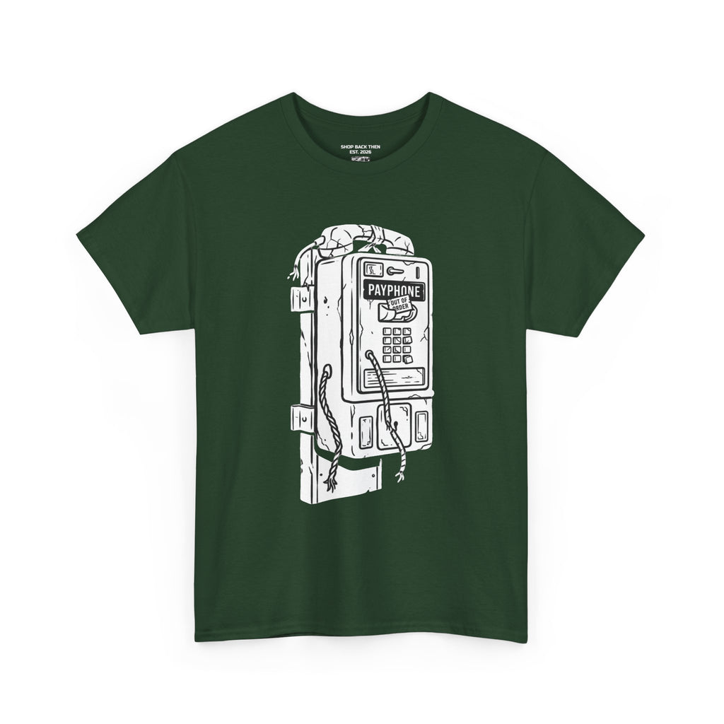 Retro Payphone T‑Shirt — "Back in the Day We Were Free Not Tracked" Vintage Camera Tee