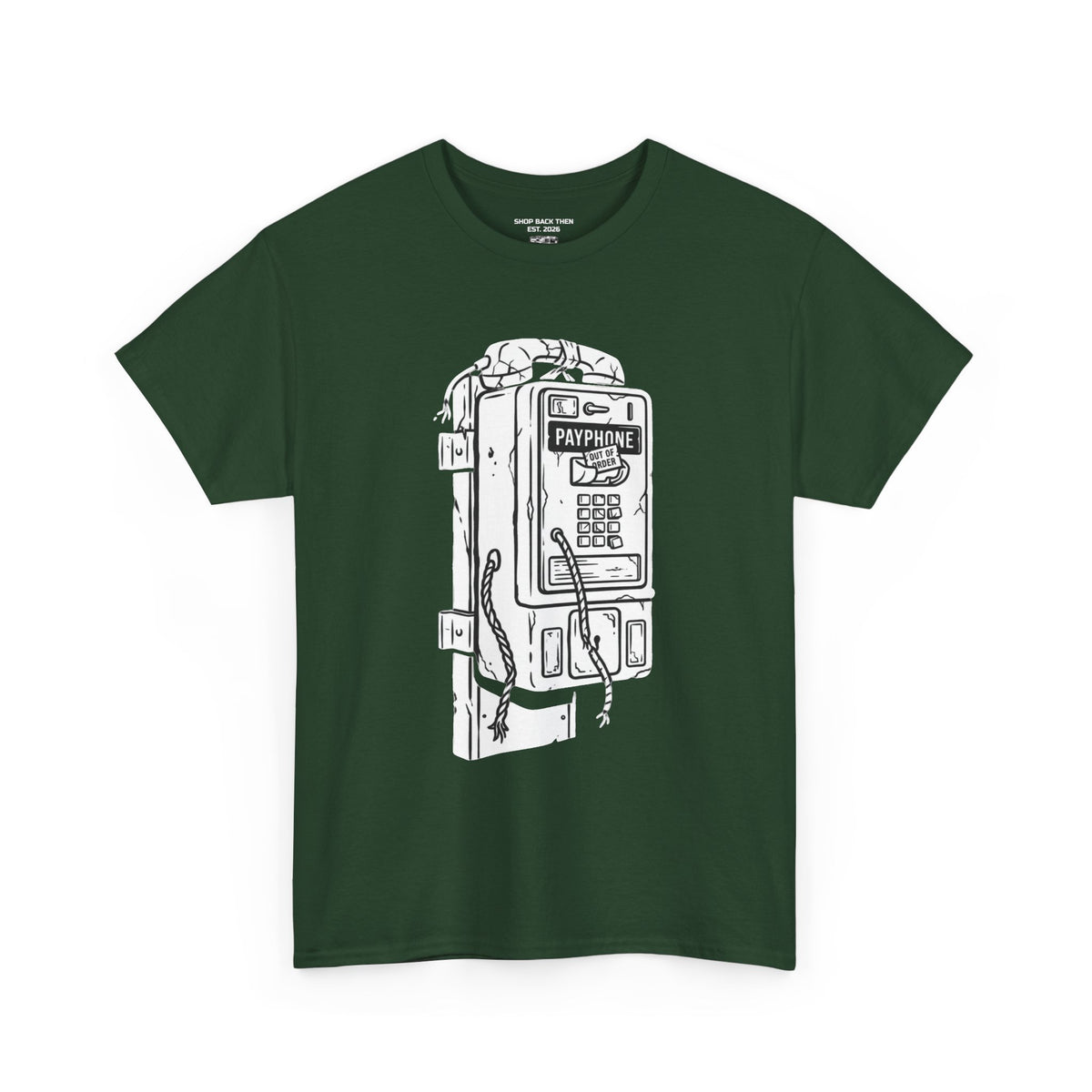 Retro Payphone T‑Shirt — "Back in the Day We Were Free Not Tracked" Vintage Camera Tee