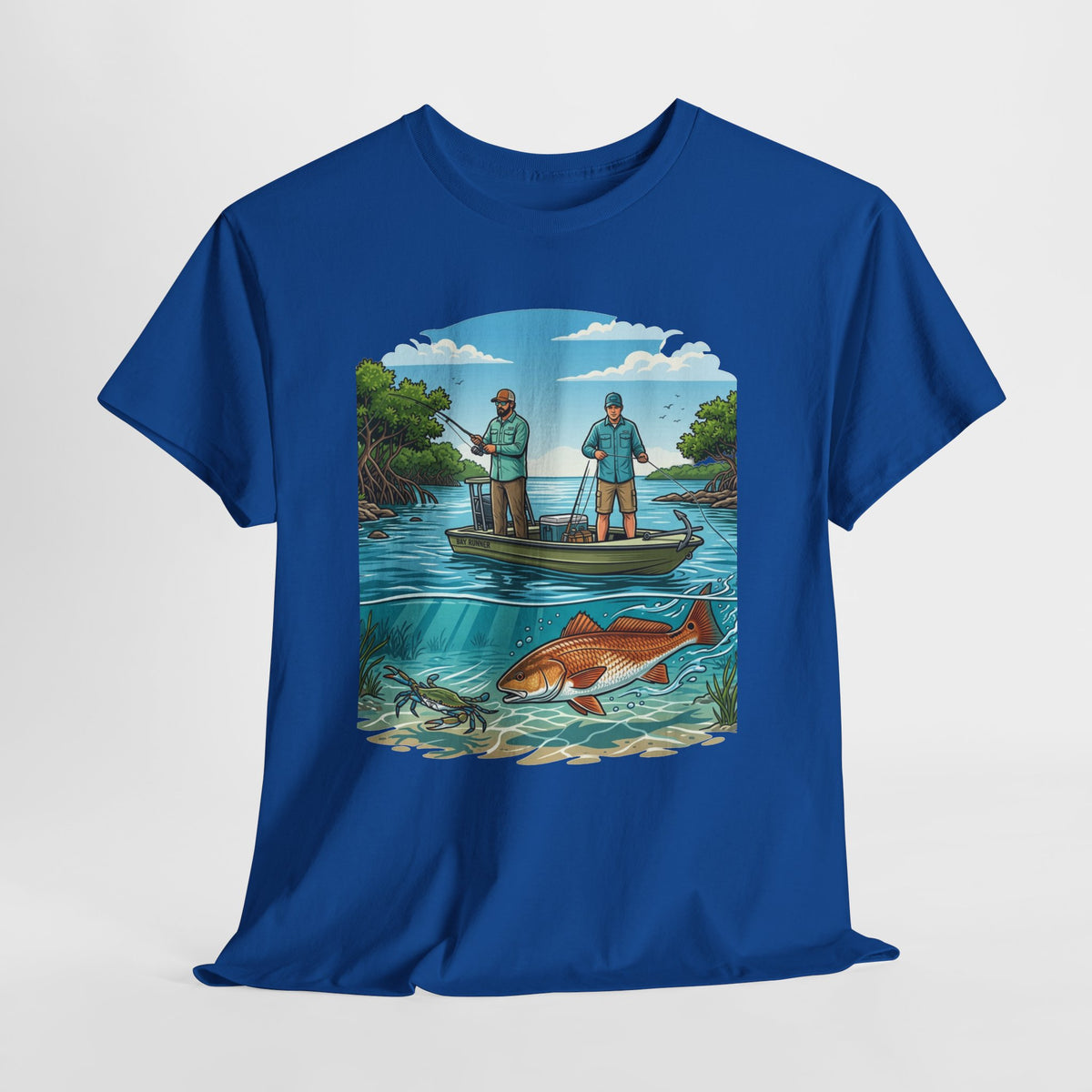 Fishing Tee — "Tracking the Tide, Living the Past" Graphic Shirt