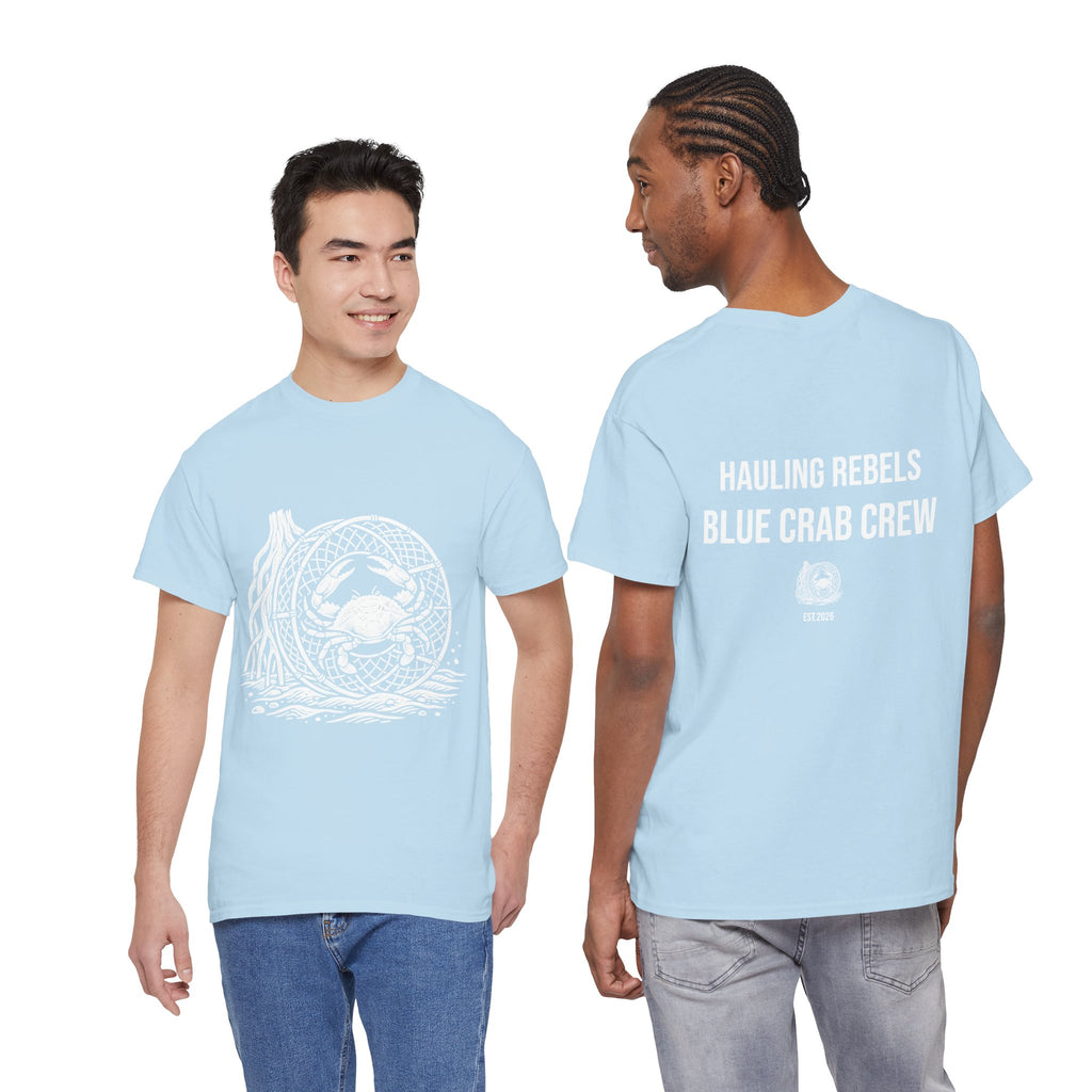 Crab Crew Graphic Tee — "Hauling Rebels Blue Crab Crew" Cotton T-Shirt