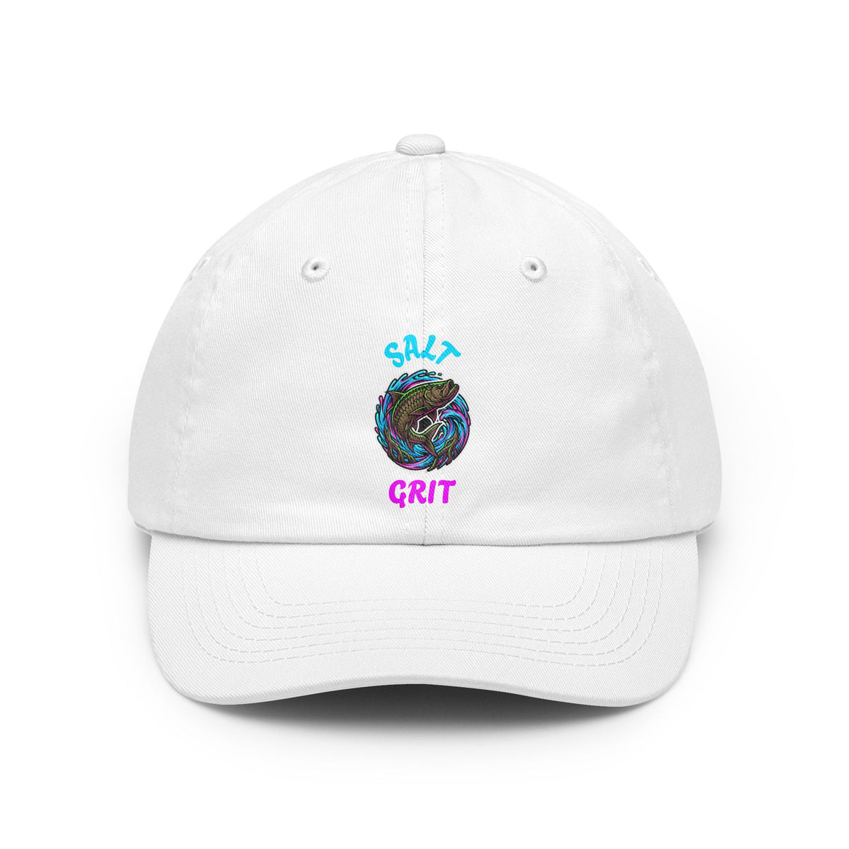 Salt Grit Dad Hat - Retro Neon Beach Wave Embroidered Cap
