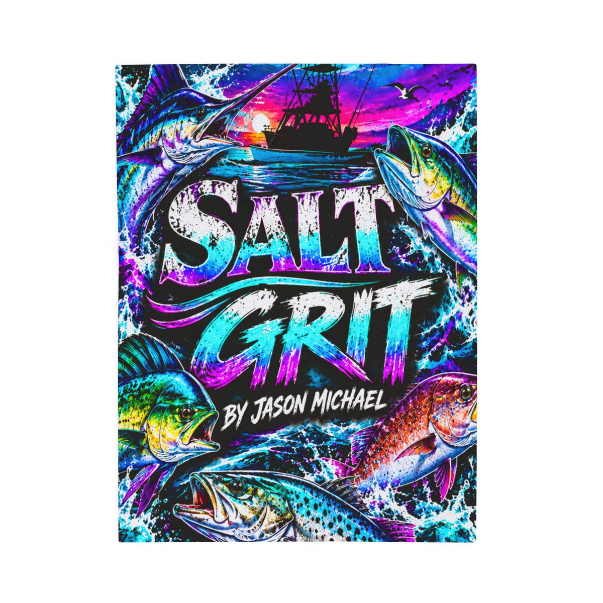 Velveteen Plush Blanket — 'Salt Grit' Coastal Fishing Throw by Jason Michael
