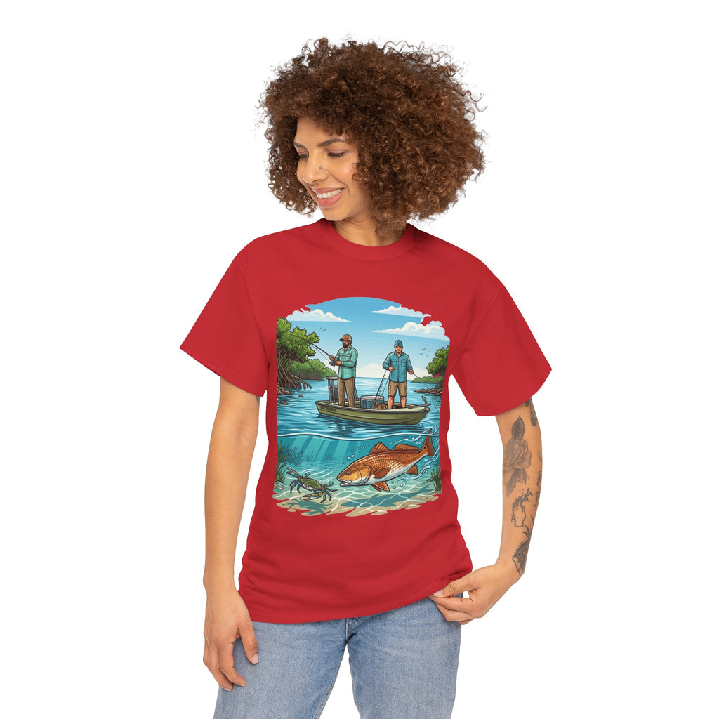 Fishing Tee — "Tracking the Tide, Living the Past" Graphic Shirt