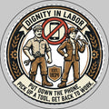 Round Car Magnet — “Dignity in Labor” Vintage Worker Design (Put Down the Phone, Pick Up a Tool)