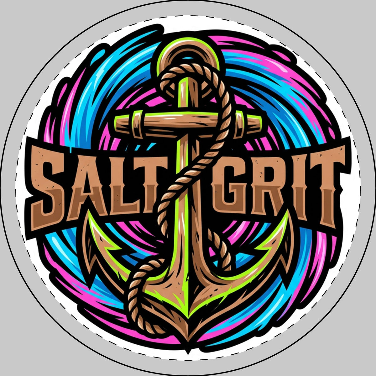 Salt Grit Anchor Round Car Magnet — Nautical Beach Truck Decal