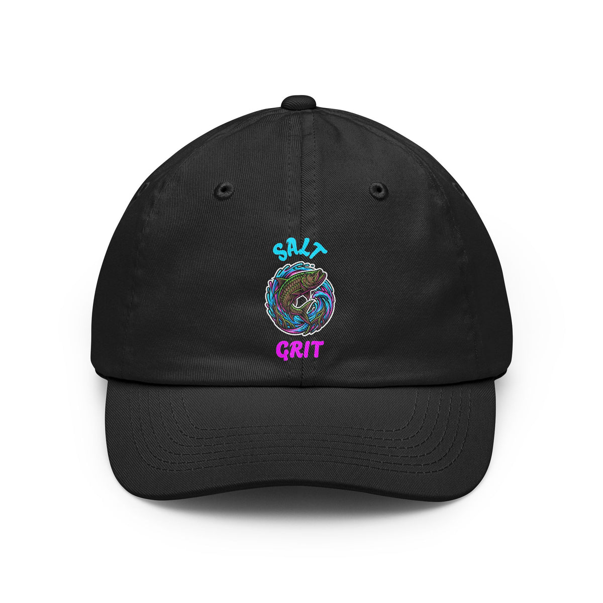 Salt Grit Dad Hat - Retro Neon Beach Wave Embroidered Cap