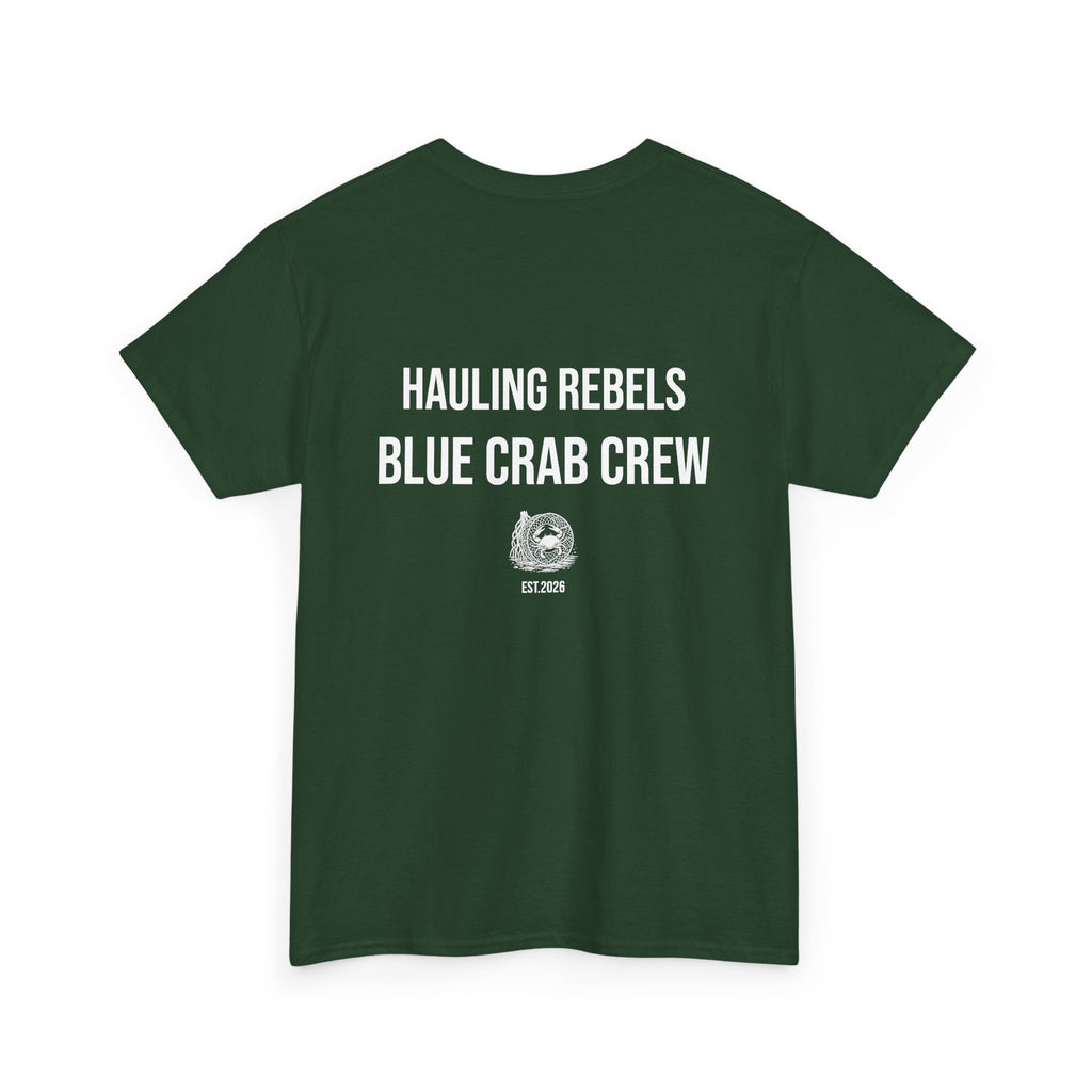 Crab Crew Graphic Tee — "Hauling Rebels Blue Crab Crew" Cotton T-Shirt